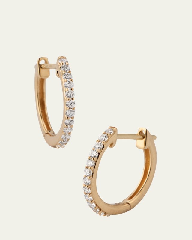 14K Yellow Gold Mini Flawless Diamond Huggie Earrings
